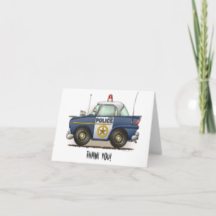 Police Car Police Crusier Cop Car Letterpress Thank You Card