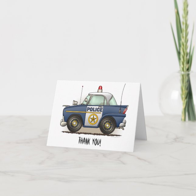 Police Car Police Crusier Cop Car Thank You Card (Front)