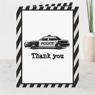 Police Car Siren Boys Birthday thankyou Card