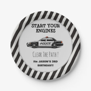 Police Car Siren Boys Blue Birthday Party Paper Plates