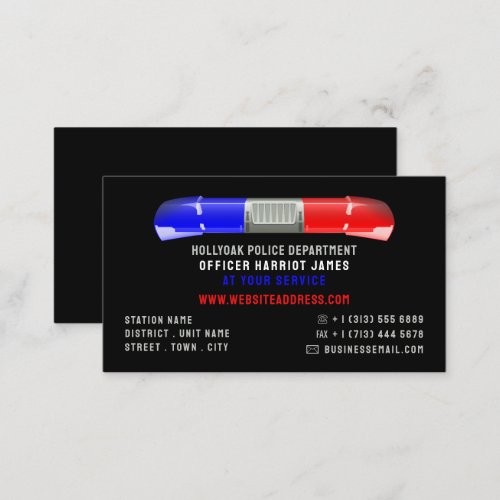 Police Car Siren Police Officer Law Enforcement Business Card