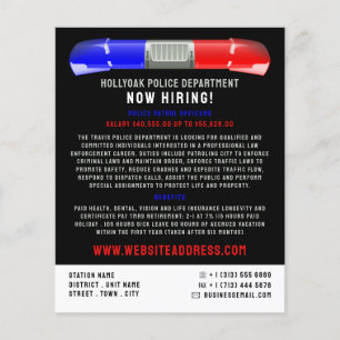 Police Car Siren, Police Officer Law Recruitment Flyer