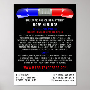 Police Car Siren, Police Officer Law Recruitment Poster
