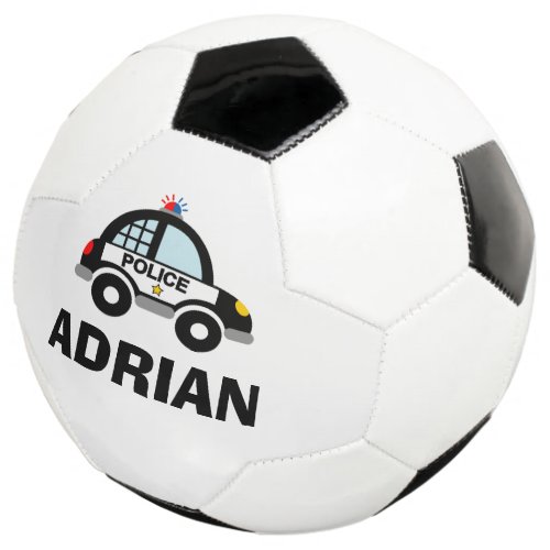 Police car soccer ball gift with custom kids name