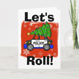 Police Car with Christmas Tree Card Customize It!