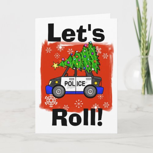 Police Car with Christmas Tree Card Customize It