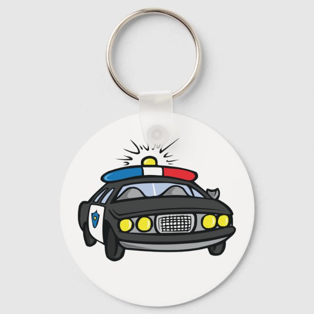 Police Car with Flashing Siren Lights Keychain (Front)