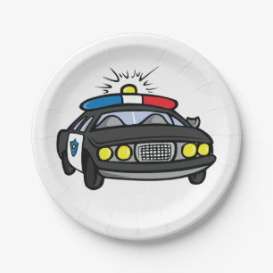 Police Car with Flashing Siren Lights Paper Plates