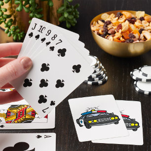 Police Car with Flashing Siren Lights Poker Cards
