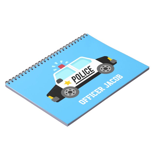 Police Car with Siren Officer Kid Personalized Notebook (Left Side)