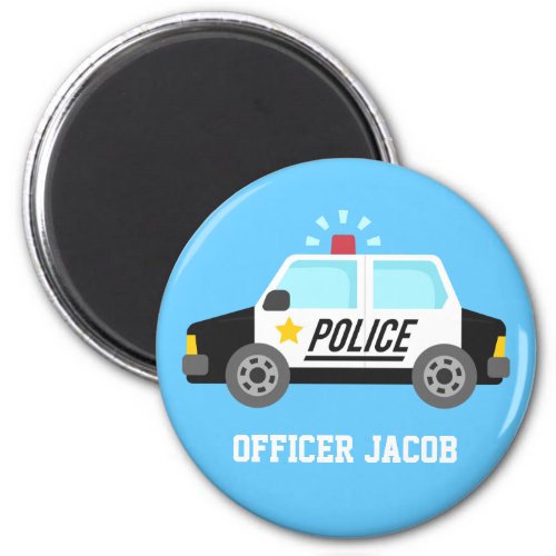 Police Car with Siren Officer Kids Personalized Magnet