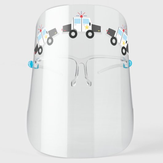 Police Cars Cute Vehicles Cartoon Face Shield (Front)