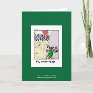 Police Cartoon Fly Swat Team On A Greeting Card