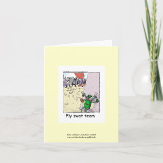 Police Cartoon Fly Swat Team On Greeting Card