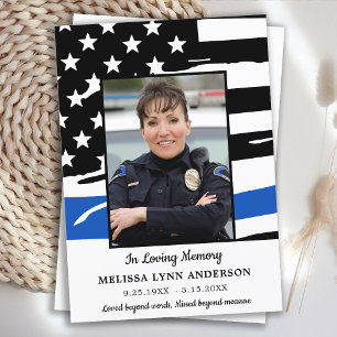 Police Celebration Of Life Memorial Thin Blue Line Invitation