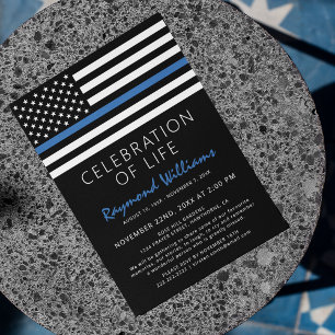 Police Celebration of Life Thin Blue Line Invitation