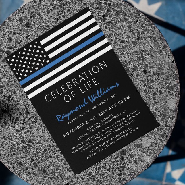 Police Celebration of Life | Thin Blue Line Invitation (Creator Uploaded)
