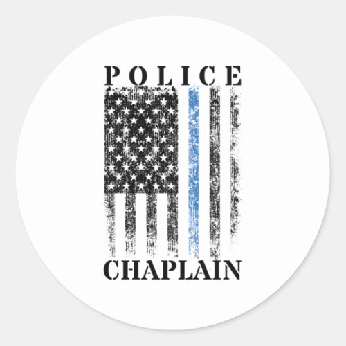 Police Chaplain American USA Flag Classic Round Sticker