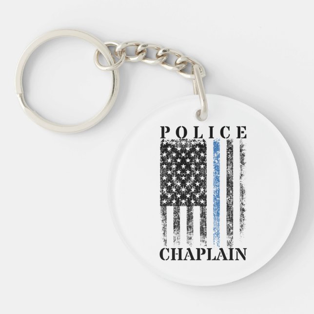 Police Chaplain American USA Flag Keychain (Front)