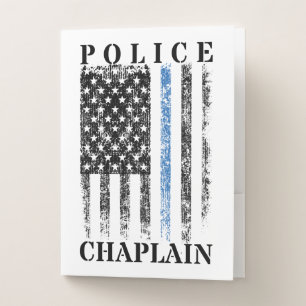 Police Chaplain American USA Flag Pocket Folder