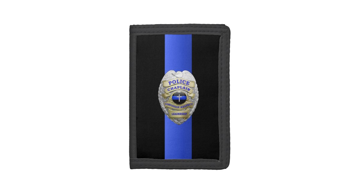 Chaplain Police Badge and Leather ID Holder