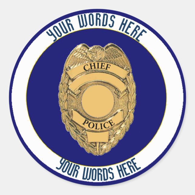 Police Chief Badge Shield Custom Classic Round Sticker (Front)
