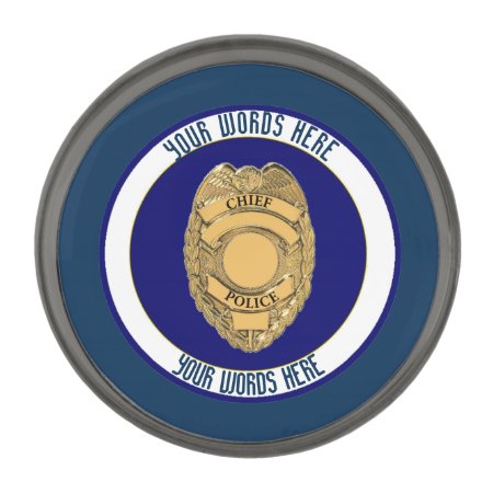 Police Chief Badge Shield Custom Gunmetal Finish Lapel Pin