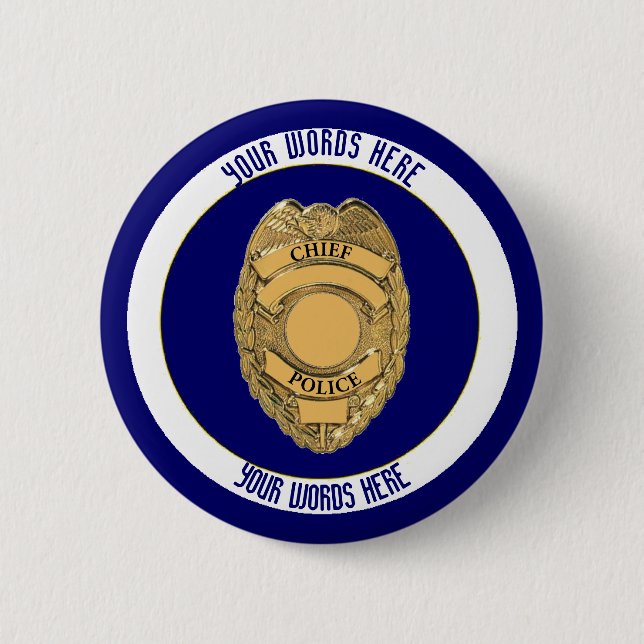 Police Chief Badge Shield Custom Pinback Button (Front)