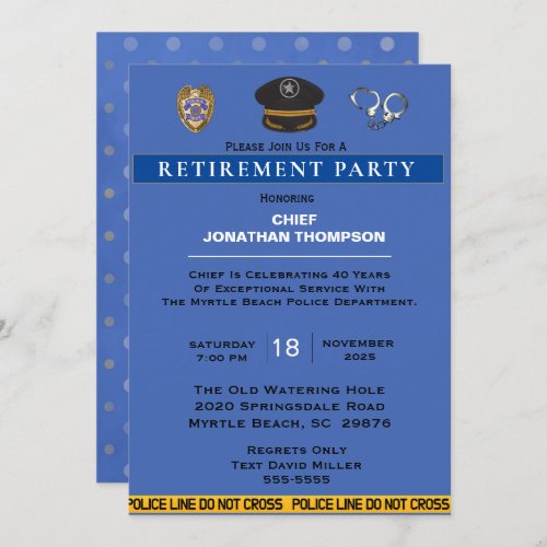 Police Chief Blue and Gold Retirement Invitation