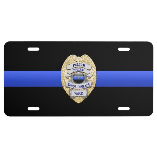 Police Chief Eagle Insignia Badge License Plate (Front)