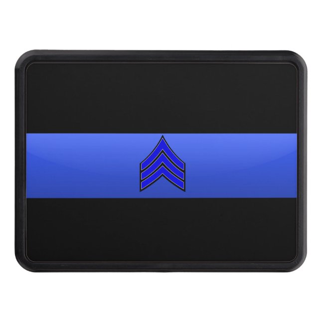 Police Chief Rank- Thin Blue Line Hitch Cover (Front)
