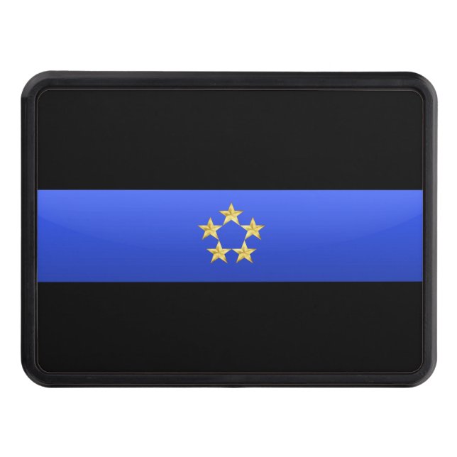 Police Chief Rank- Thin Blue Line Hitch Cover (Front)
