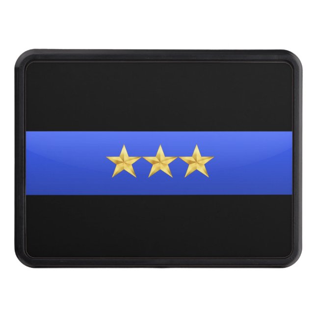 Police Chief Rank- Thin Blue Line Hitch Cover (Front)