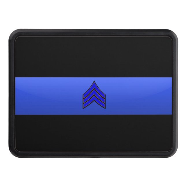 Police Chief Rank- Thin Blue Line Hitch Cover (Front)