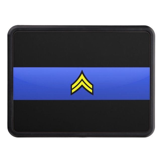 Police Chief Rank- Thin Blue Line Hitch Cover (Front)