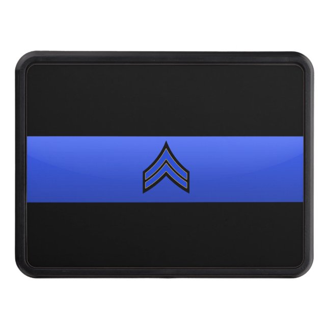 Police Chief Rank- Thin Blue Line Hitch Cover (Front)