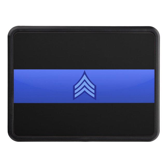 Police Chief Rank- Thin Blue Line Hitch Cover (Front)