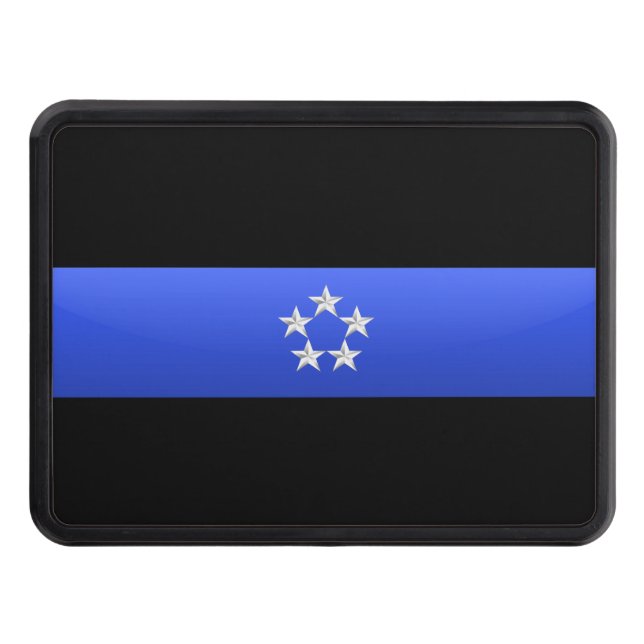 Police Chief Rank- Thin Blue Line Hitch Cover (Front)