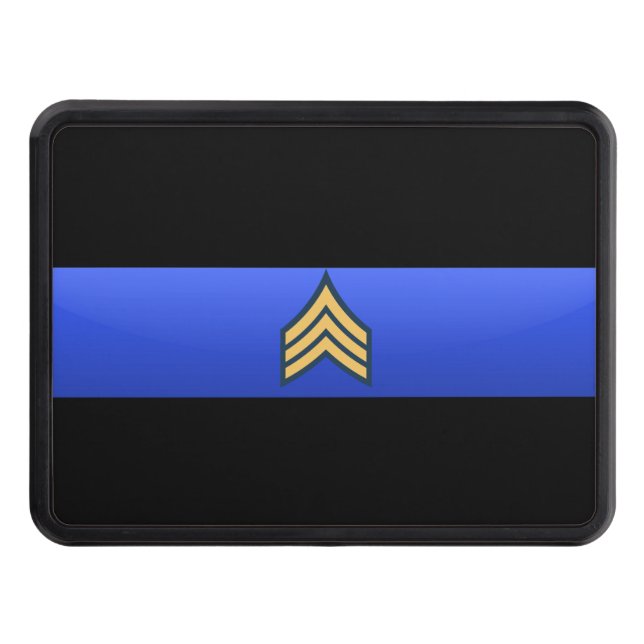 Police Chief Rank- Thin Blue Line Hitch Cover (Front)