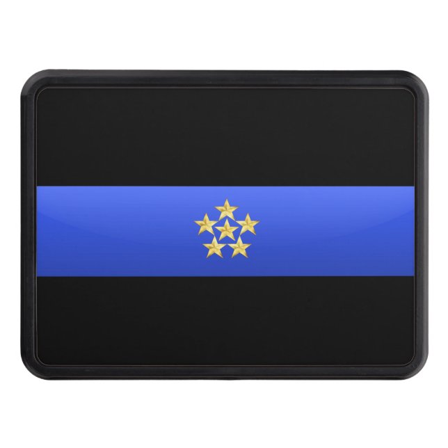 Police Chief Rank- Thin Blue Line Hitch Cover (Front)