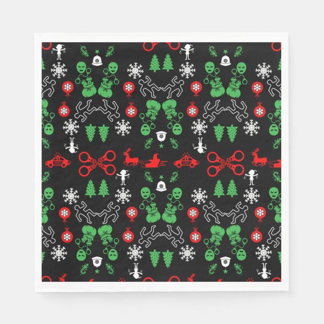 Police Christmas Decorative Napkins (Front)