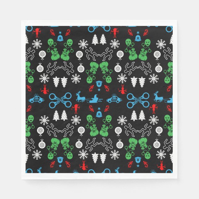 Police Christmas Decorative Napkins (Front)