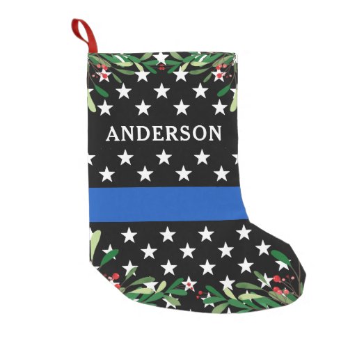 Police Christmas Personalized Thin Blue Line Small Christmas Stocking