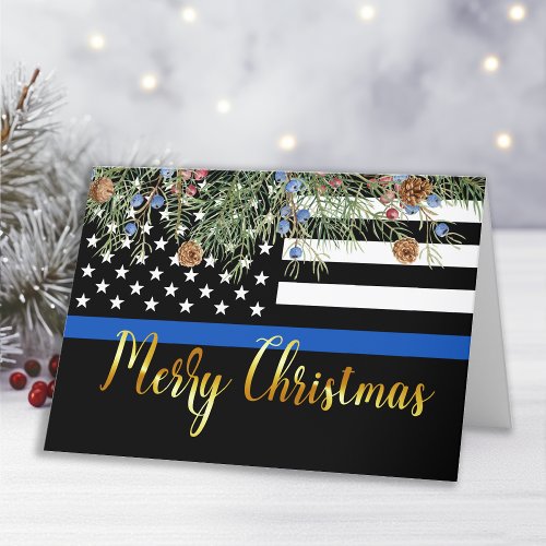 Police Christmas Thin Blue Line Law Enforcement Holiday Card
