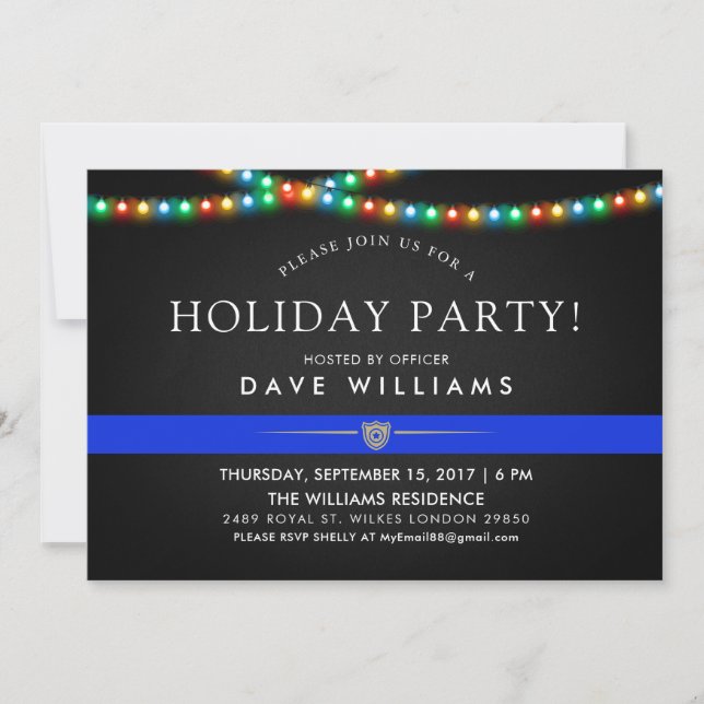 Police Colorful Christmas Party Invitation (Front)
