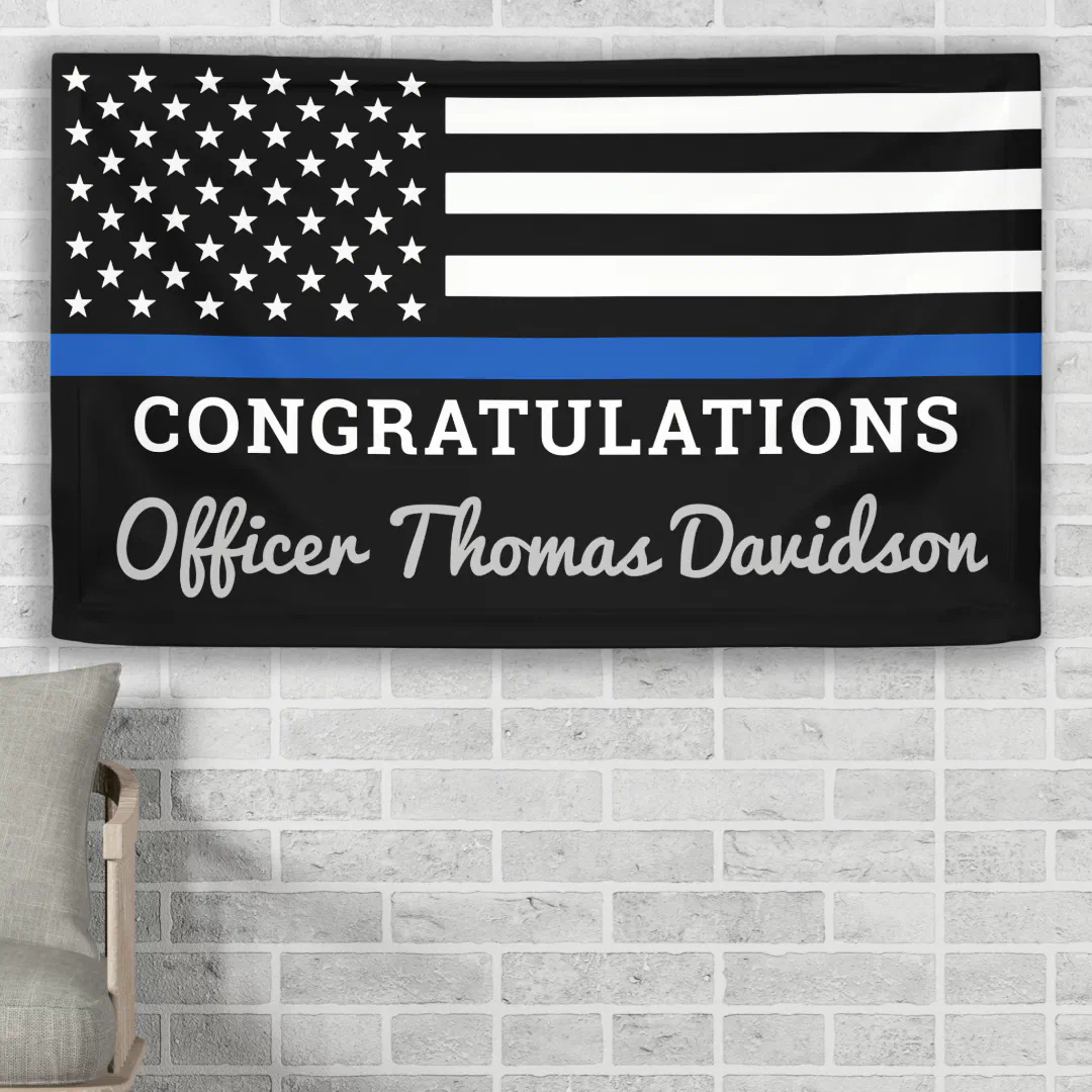 Police Congratulations Personalize Thin Blue Line Banner (Creator Uploaded)