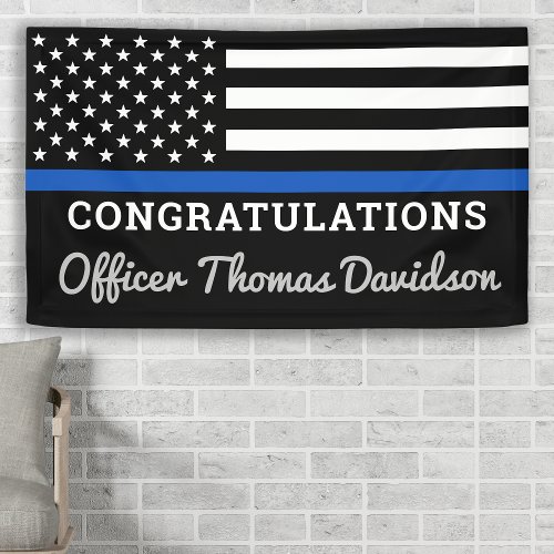Police Congratulations Personalize Thin Blue Line Banner
