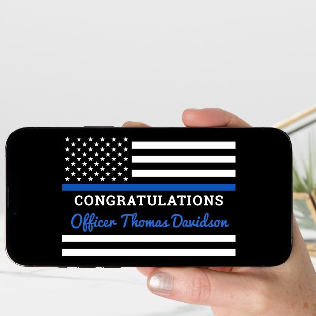 Police Congratulations Personalize Thin Blue Line  Card (Front Digital)