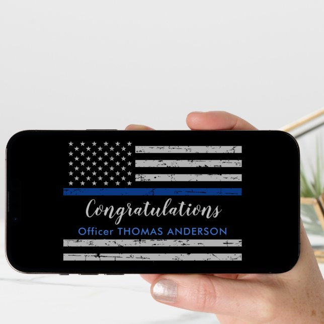 Police Congratulations Thin Blue Line Graduation C Card (Front Digital)