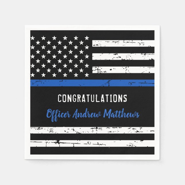 Police Congratulations Thin Blue Line Party Napkins (Front)